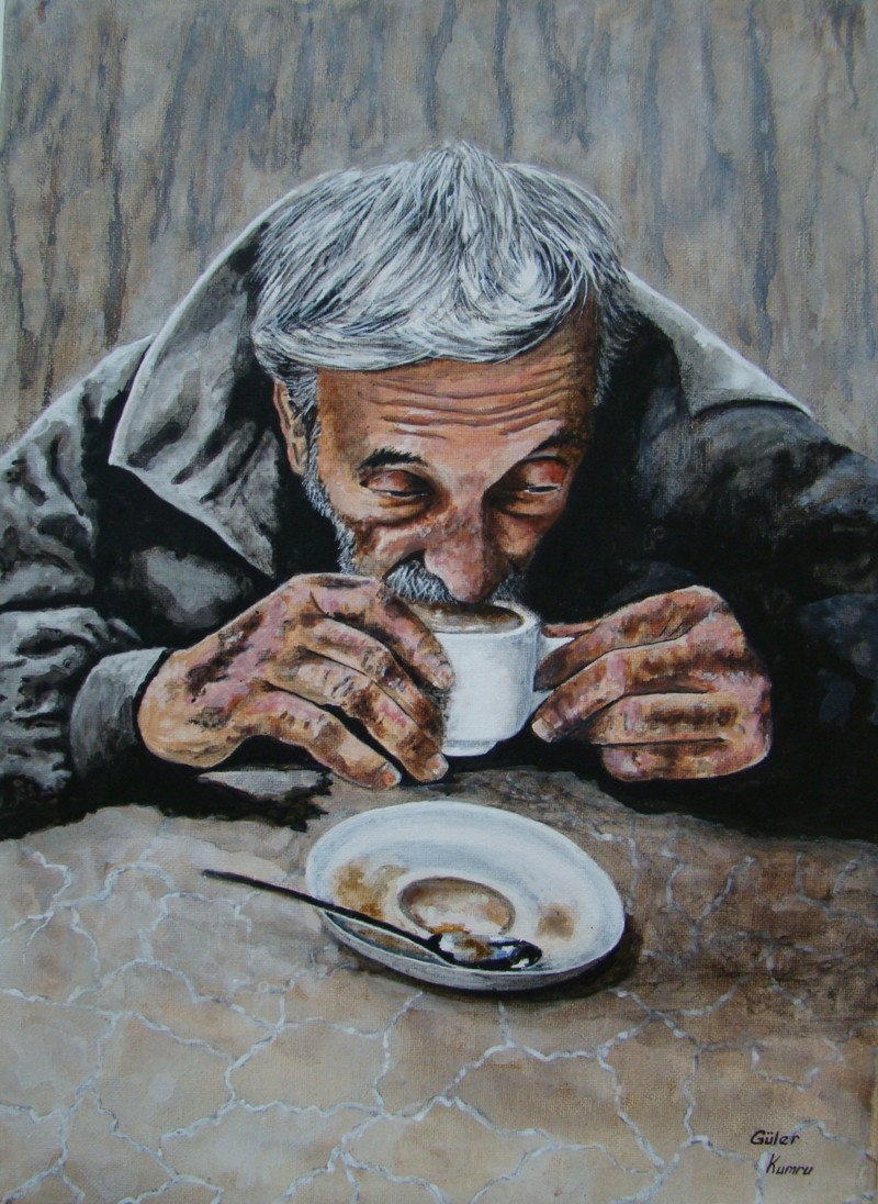 vieil homme au café
