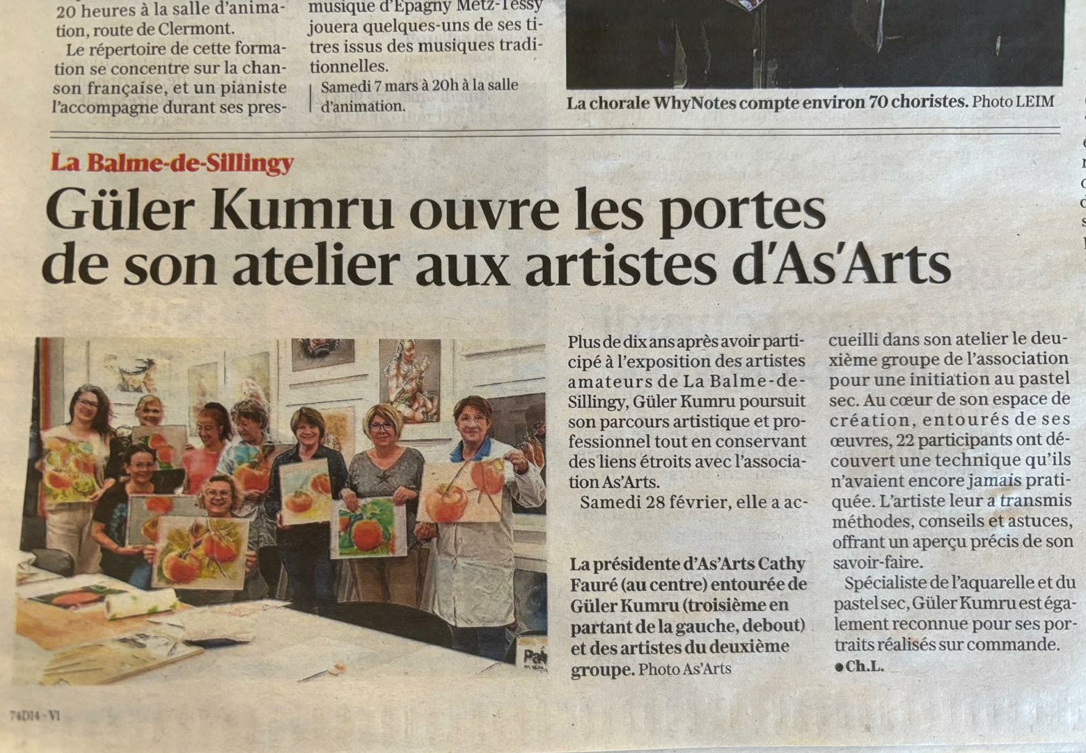 article Dauphiné Libéré atelier pastel 2026