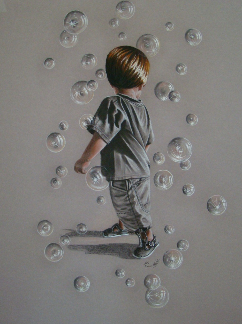 Tableau enfants aux bulles